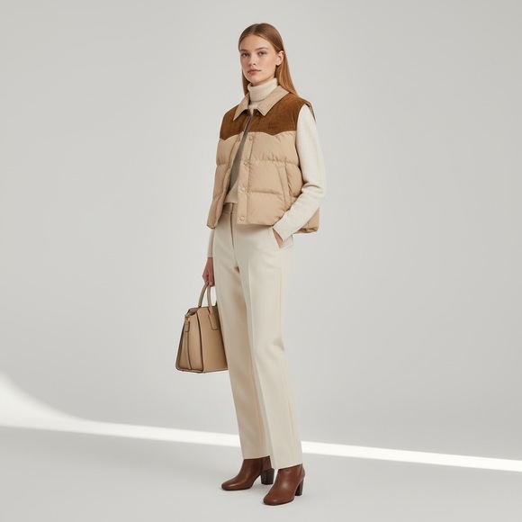 Miu Miu Technical Pongé and Leather Down Vest It36 - Picture 1 of 7